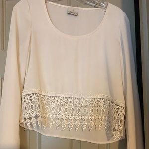 Lulus Solemio long sleeve nude crop top Small